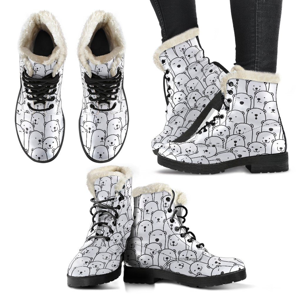 Polar Bear Print Pattern Comfy Winter Boots-grizzshop