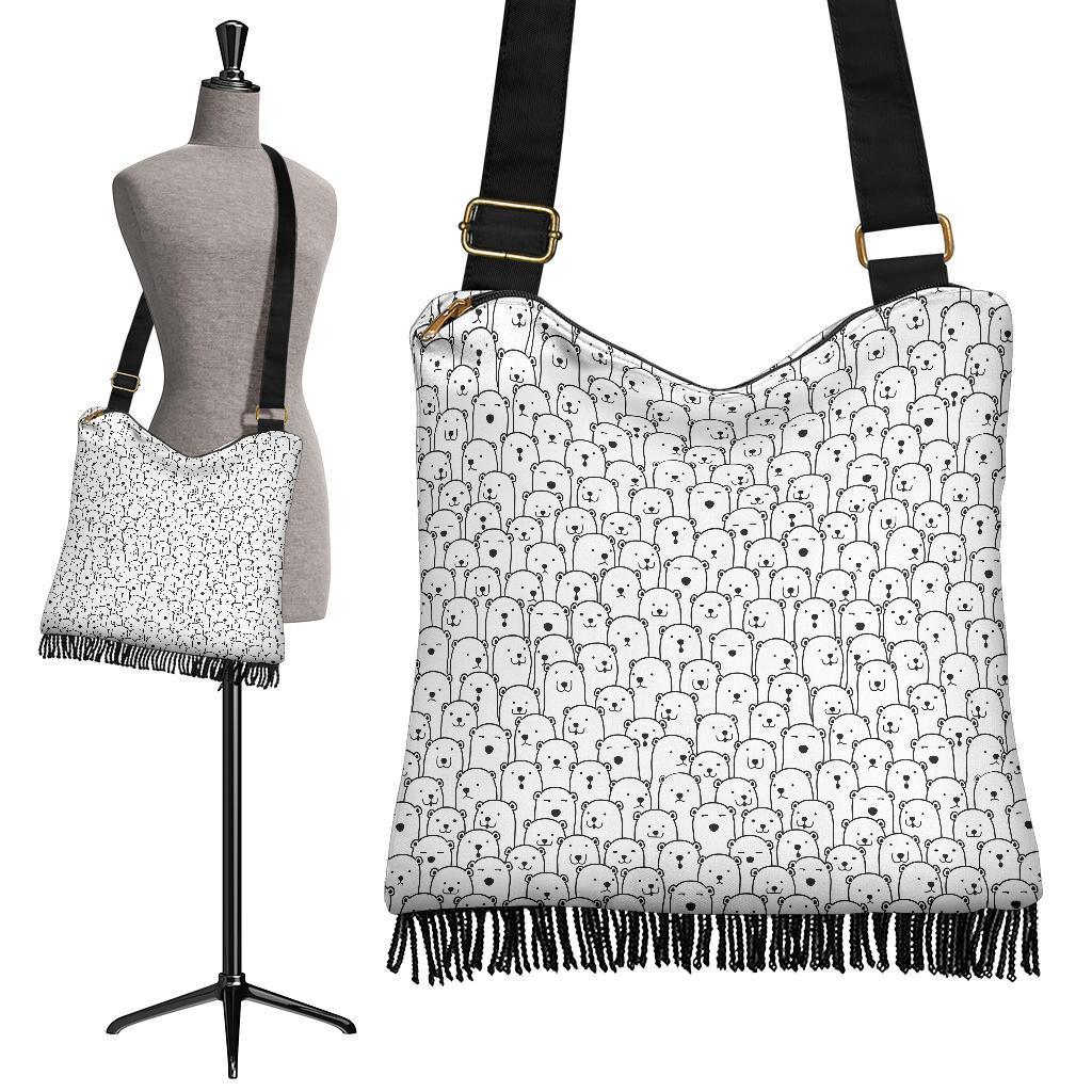 Polar Bear Print Pattern Crossbody Bags-grizzshop