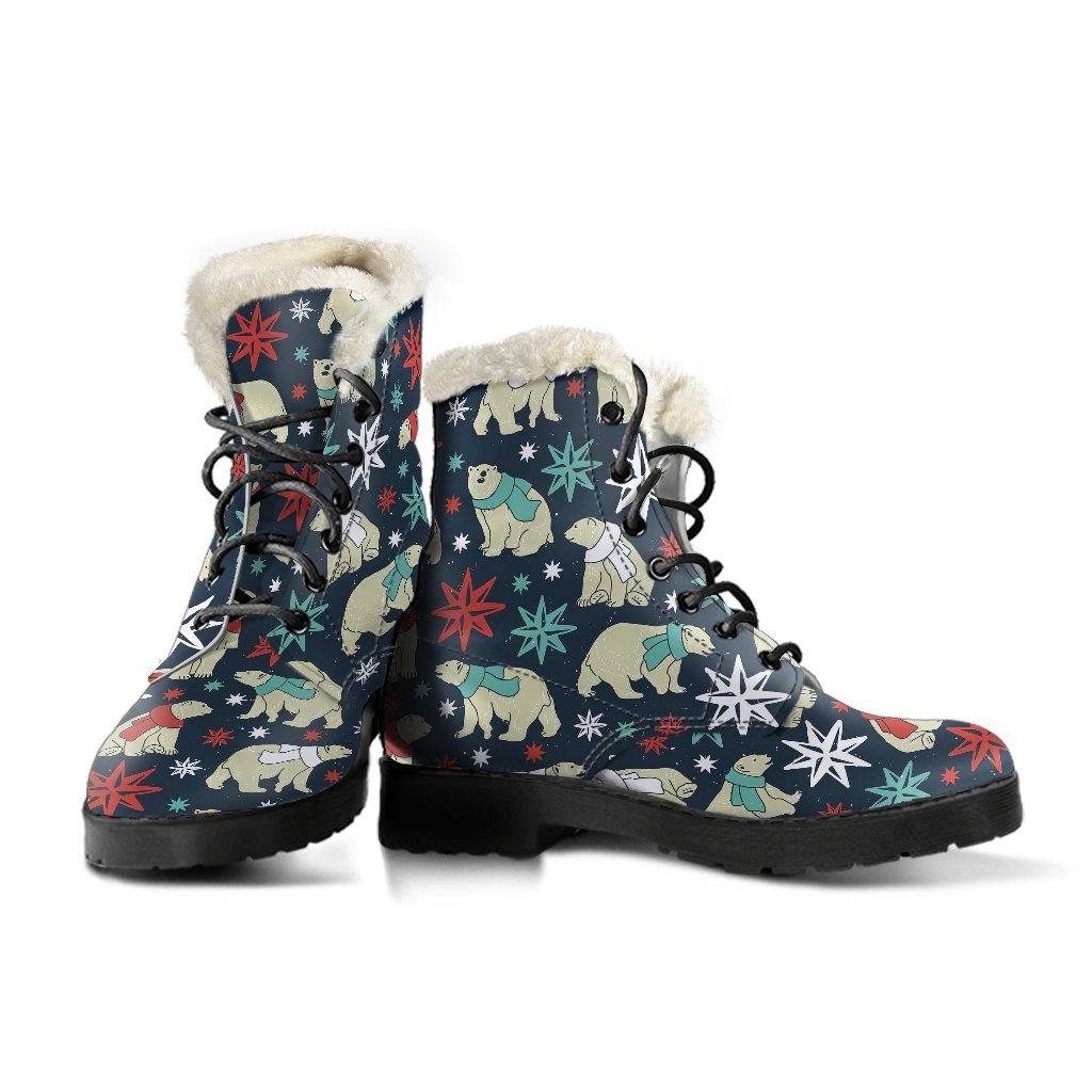 Polar Bear Snow Christmas Pattern Print Comfy Winter Boots-grizzshop