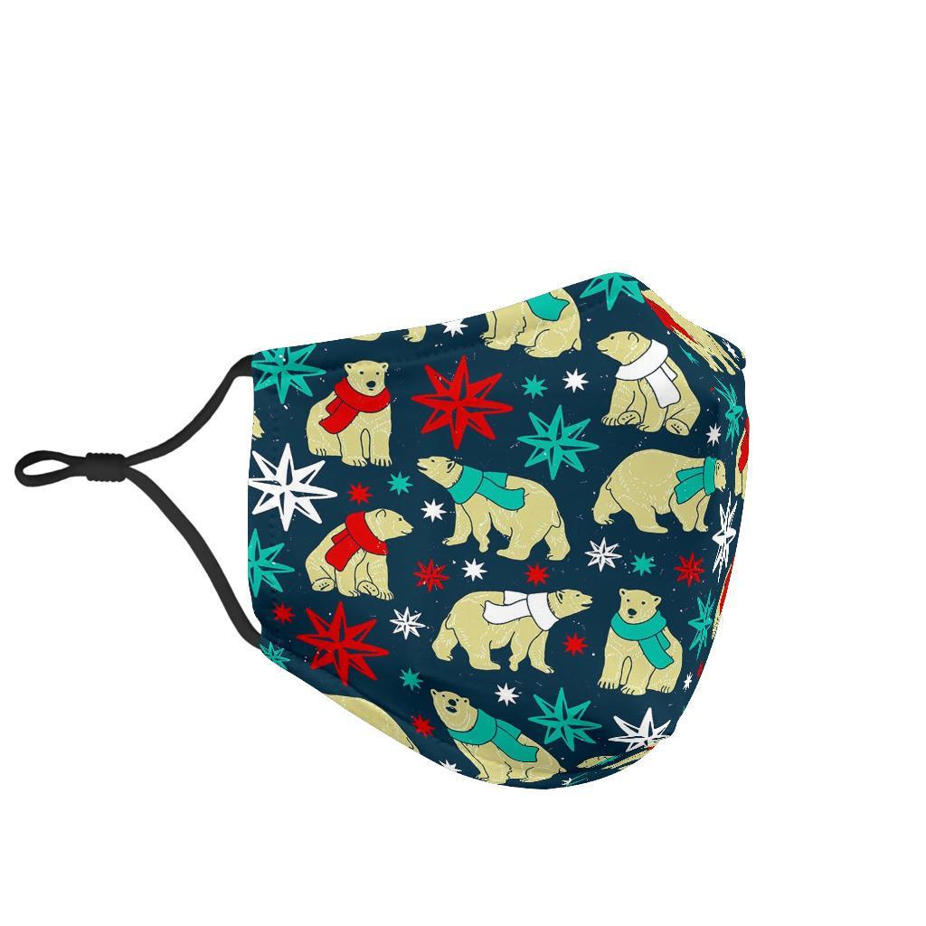 Polar Bear Snow Christmas Pattern Print Face Mask-grizzshop