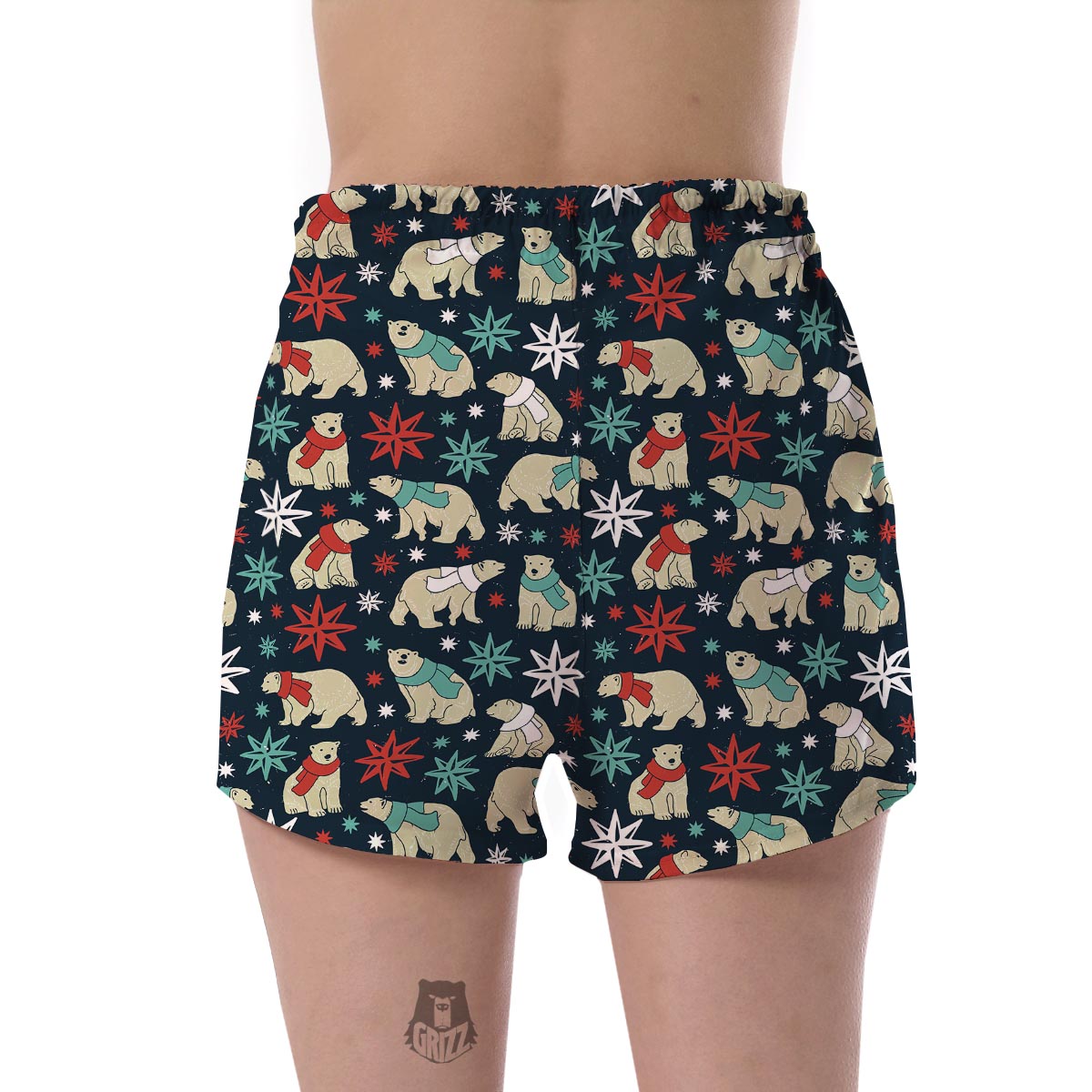 Polar Bear Snow Christmas Pattern Print Women's Shorts-grizzshop