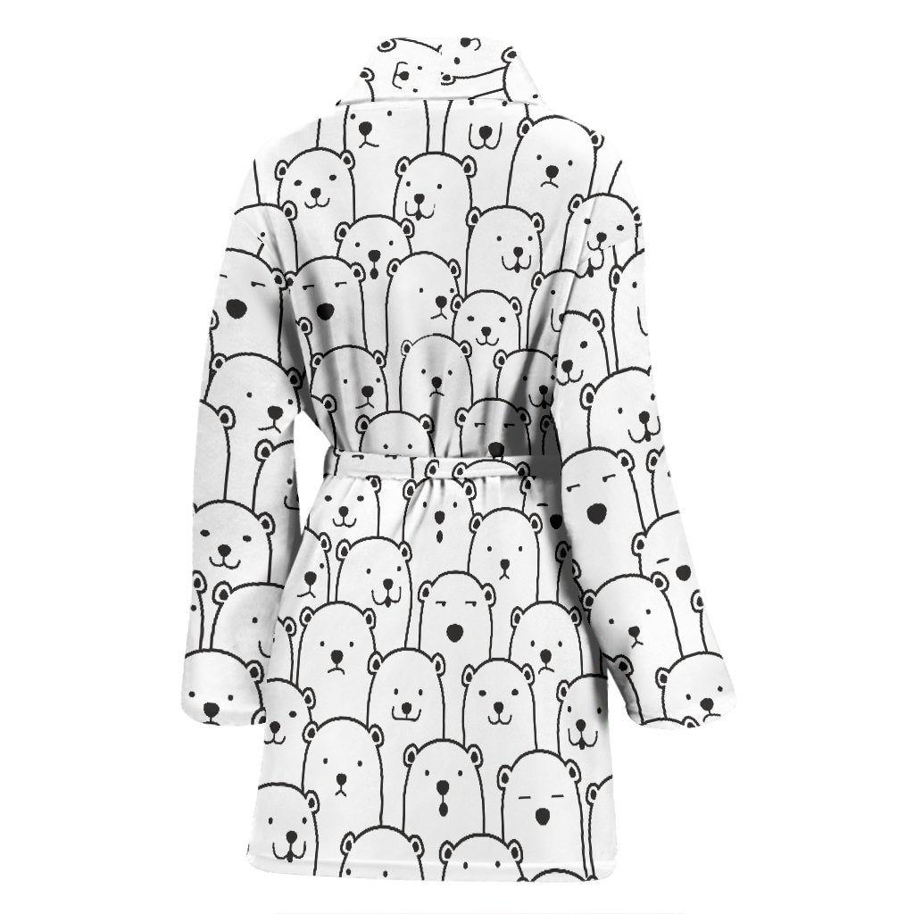 Polar Bear Print Pattern Pattern Print Women Long Robe-grizzshop