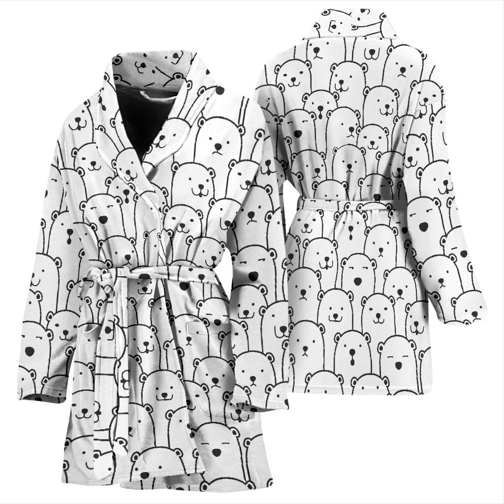 Polar Bear Print Pattern Pattern Print Women Long Robe-grizzshop