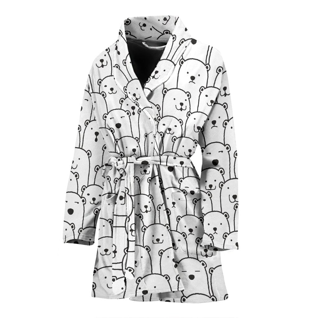 Polar Bear Print Pattern Pattern Print Women Long Robe-grizzshop