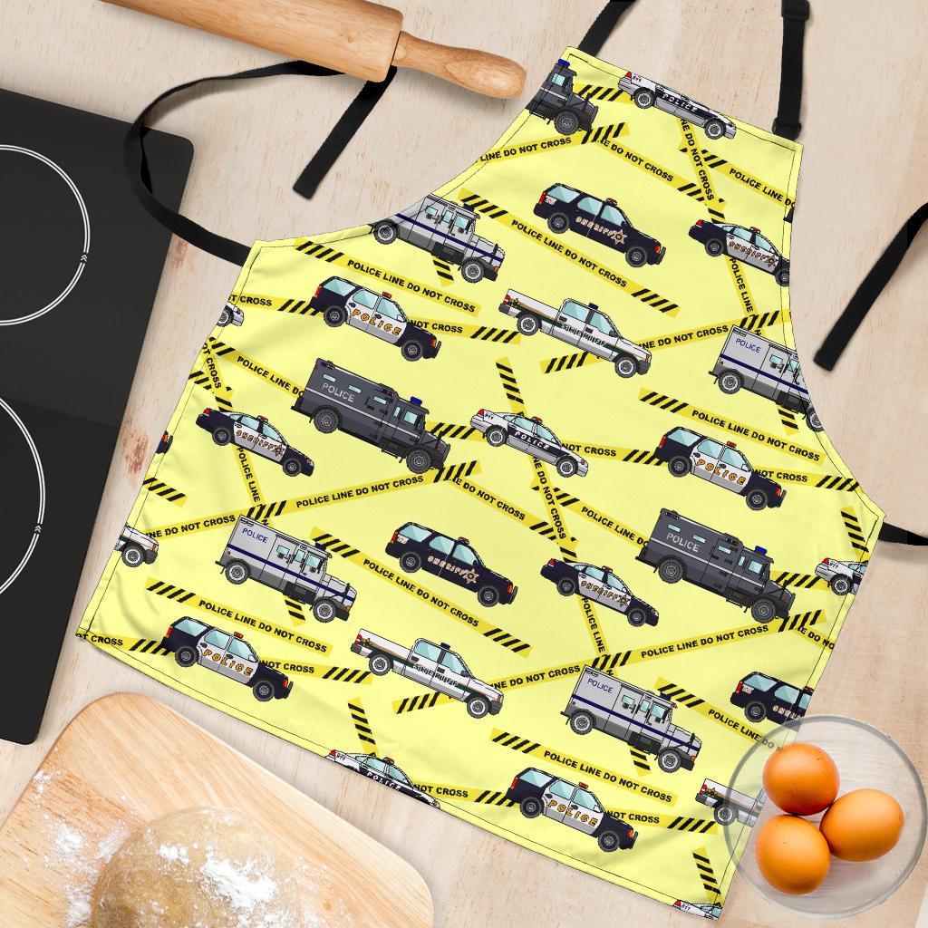 Police Car Pattern Print Women's Apron-grizzshop