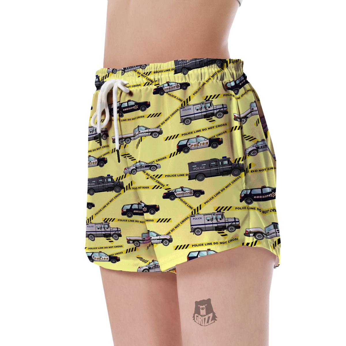 Police Car Pattern Print Women's Shorts-grizzshop