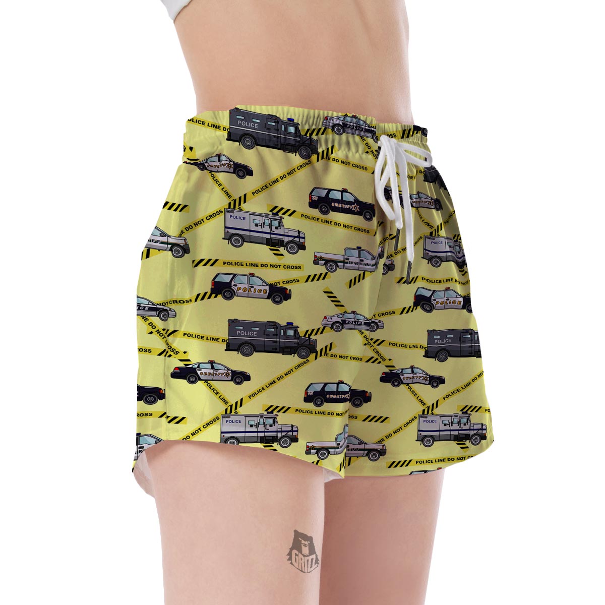 Police Car Pattern Print Women's Shorts-grizzshop