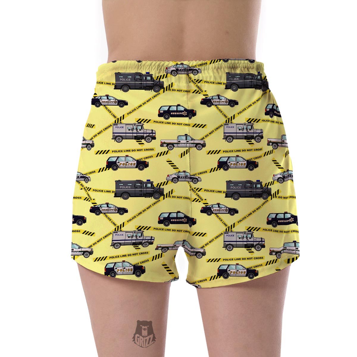 Police Car Pattern Print Women's Shorts-grizzshop
