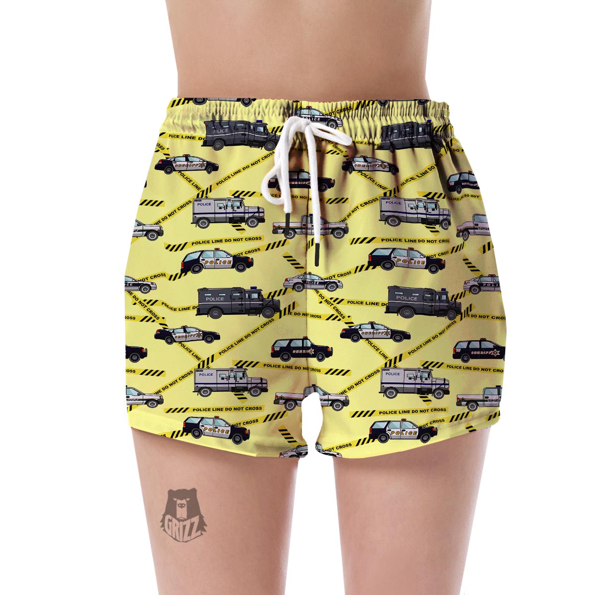 Police Car Pattern Print Women's Shorts-grizzshop
