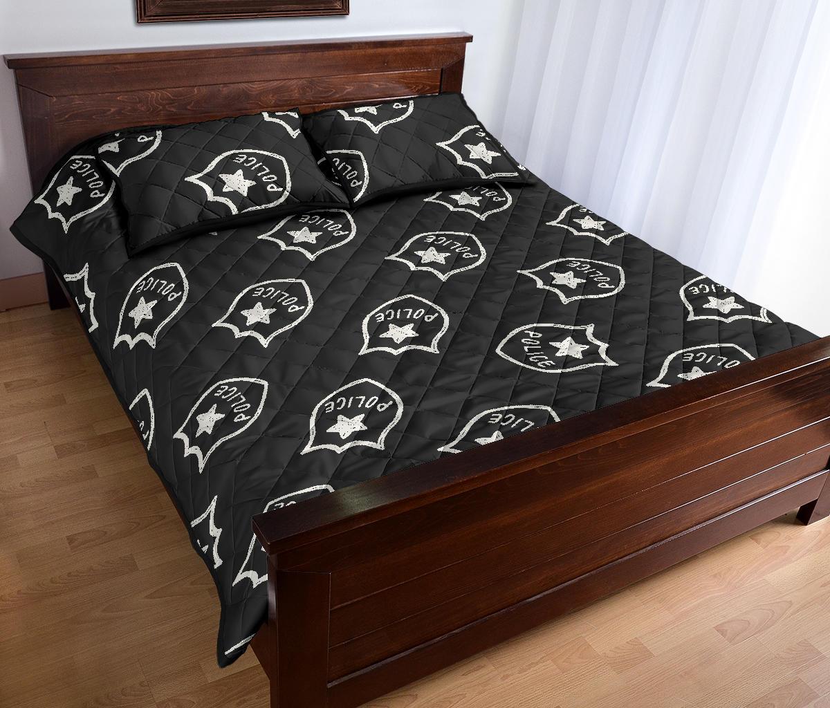 Police Pattern Print Bed Set Quilt-grizzshop