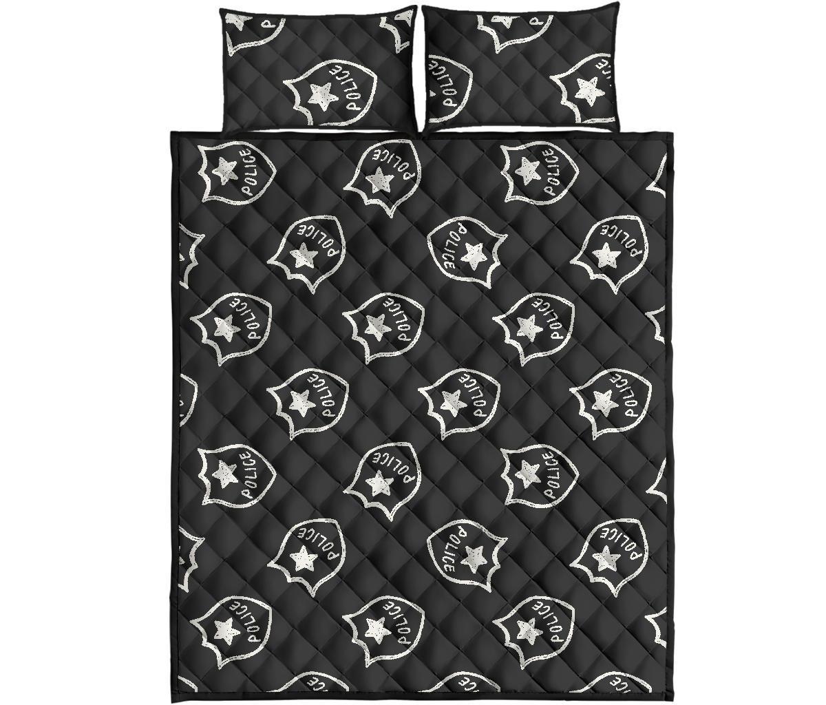 Police Pattern Print Bed Set Quilt-grizzshop