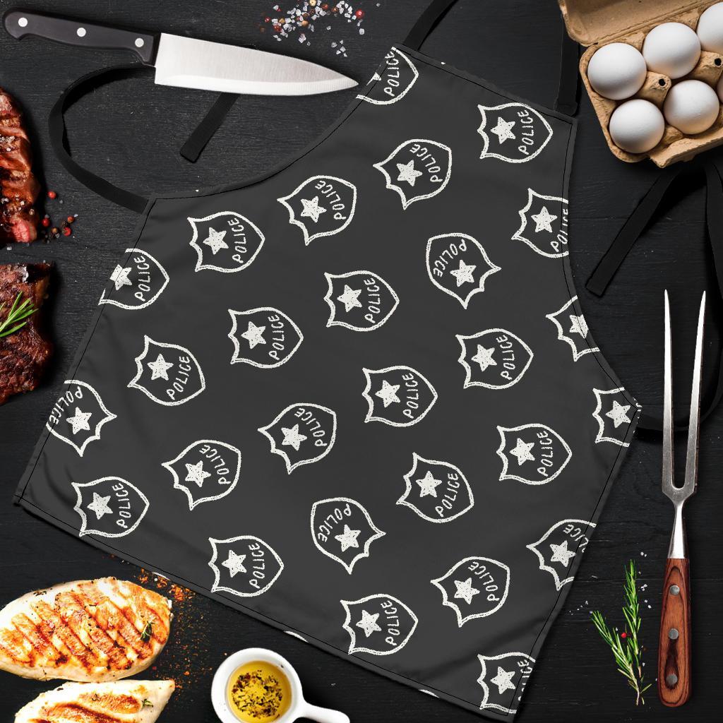 Police Pattern Print Men's Apron-grizzshop