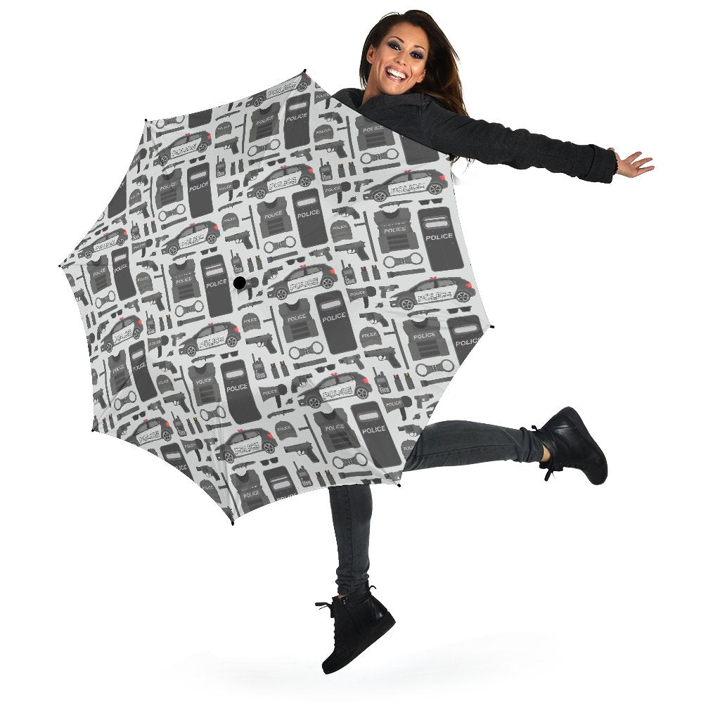 Police Print Pattern Automatic Foldable Umbrella-grizzshop