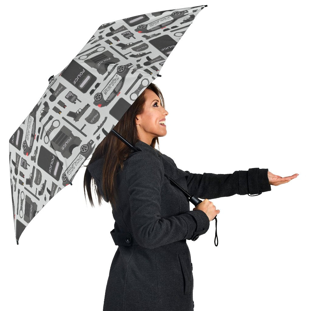 Police Print Pattern Automatic Foldable Umbrella-grizzshop
