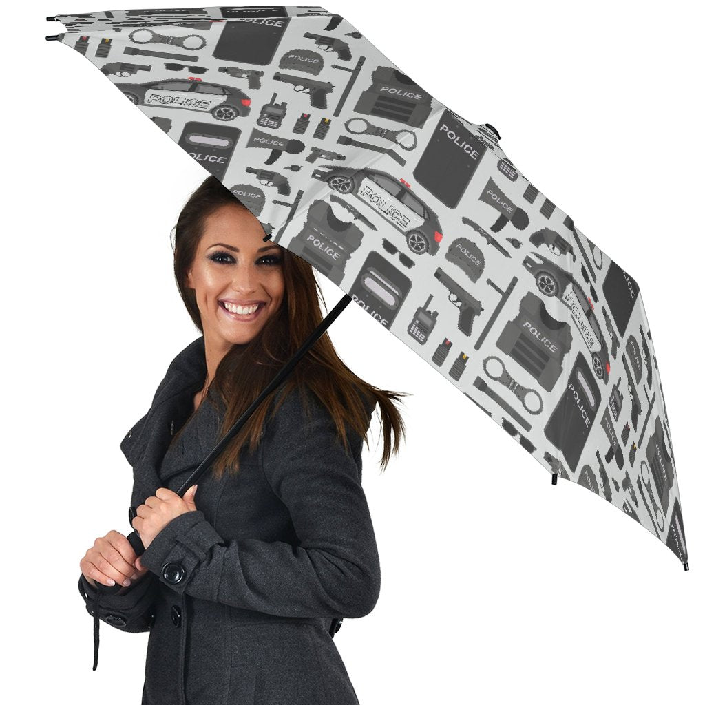 Police Print Pattern Automatic Foldable Umbrella-grizzshop