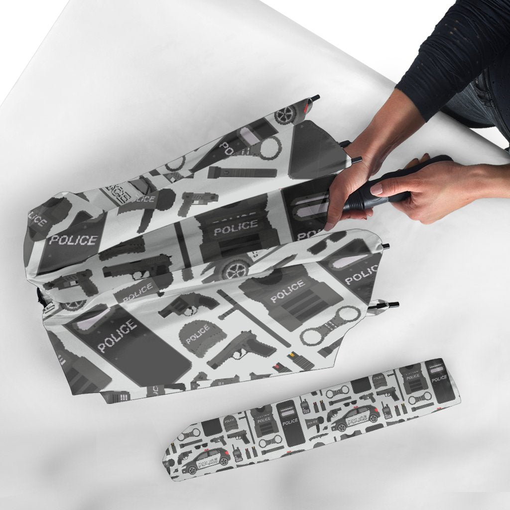 Police Print Pattern Automatic Foldable Umbrella-grizzshop