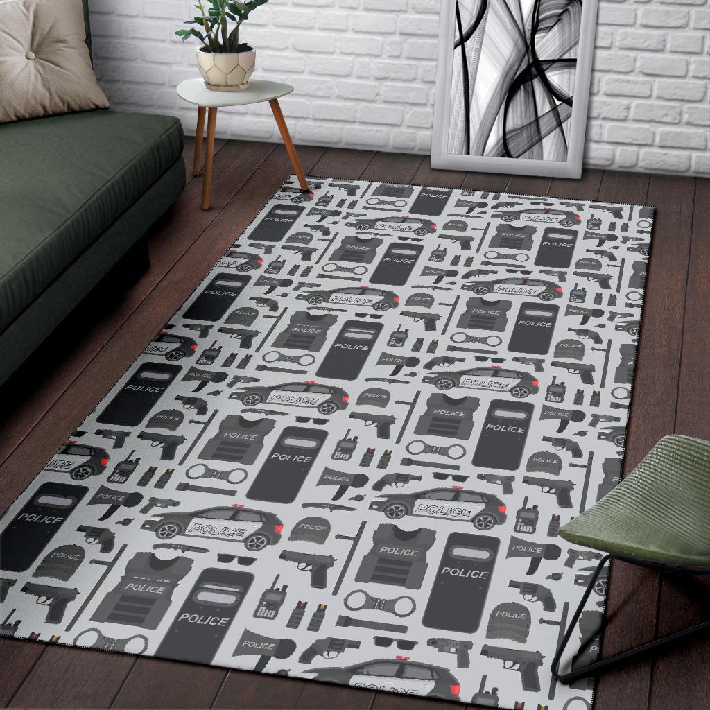 Police Print Pattern Floor Mat-grizzshop