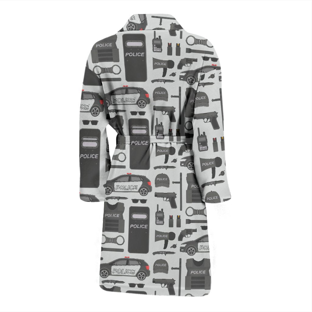 Police Print Pattern Men Long Robe-grizzshop