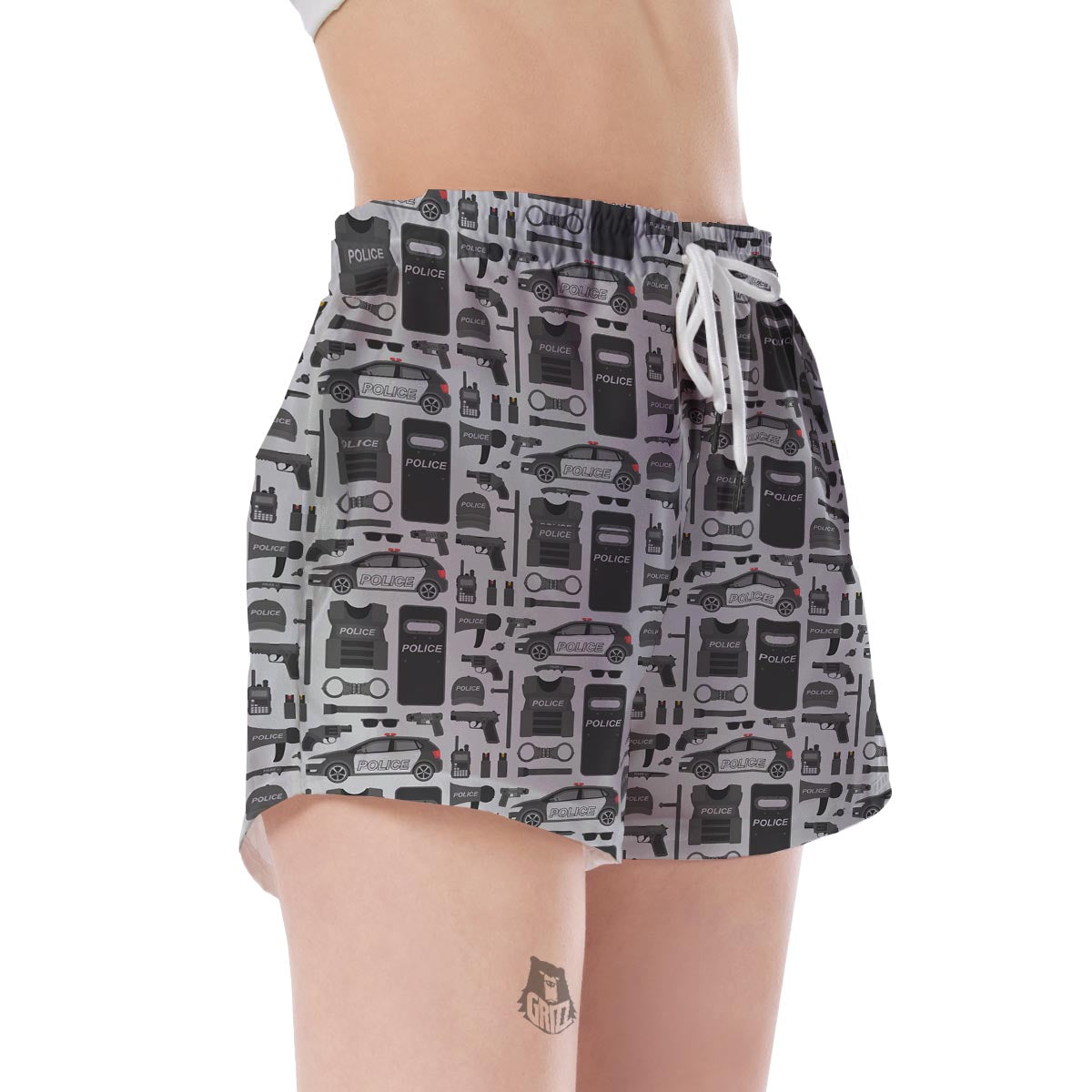 Police Print Pattern Women's Shorts-grizzshop