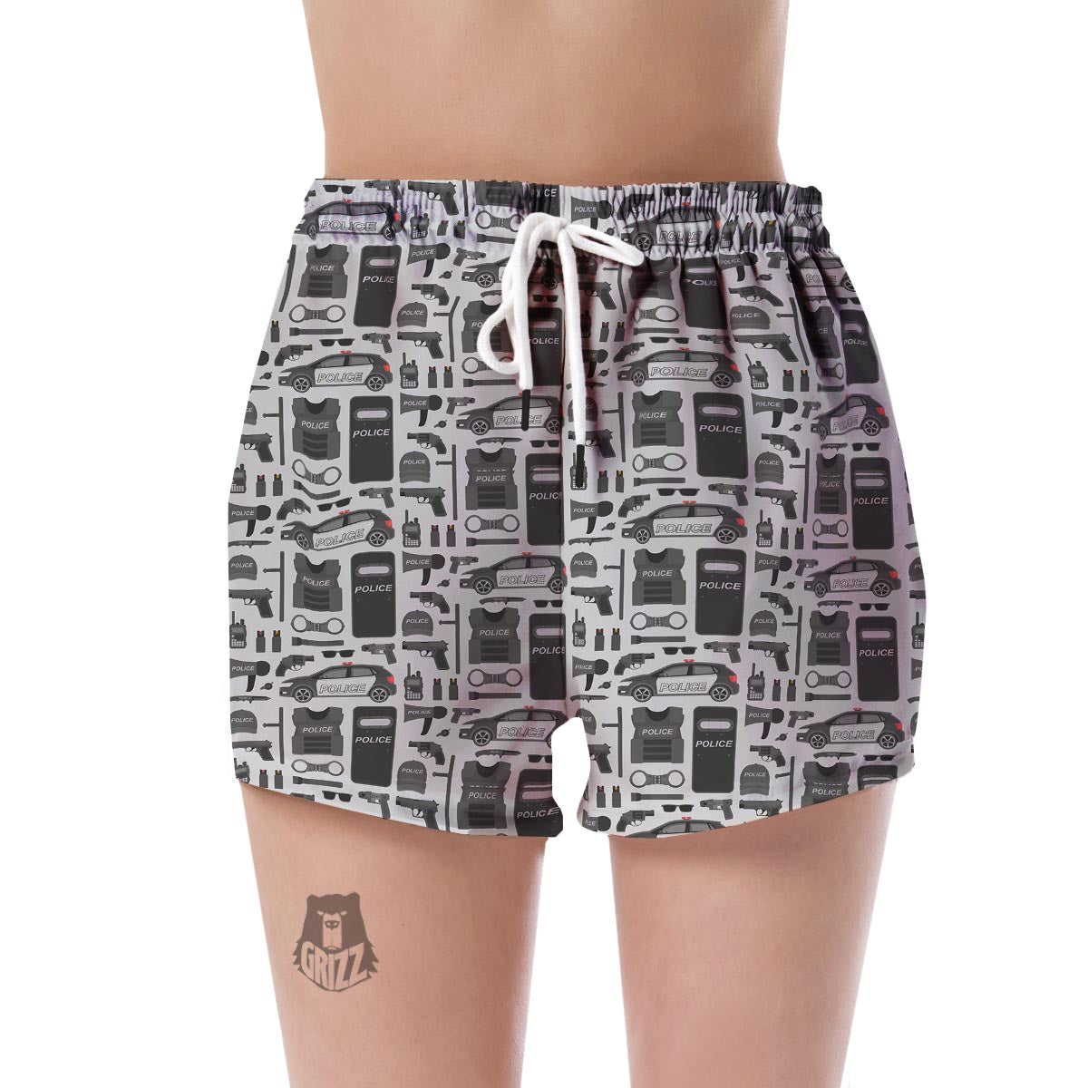 Police Print Pattern Women's Shorts-grizzshop