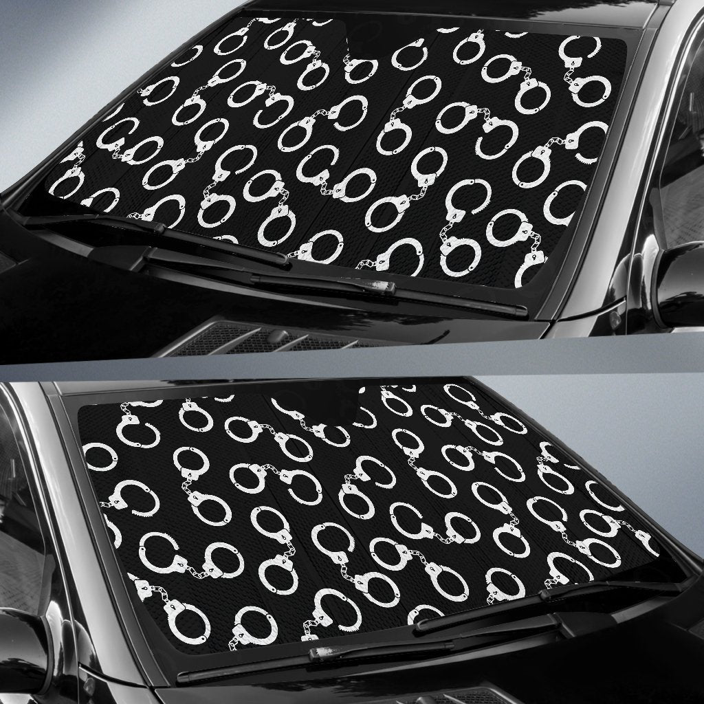Police Shackle Pattern Print Car Sun Shade-grizzshop
