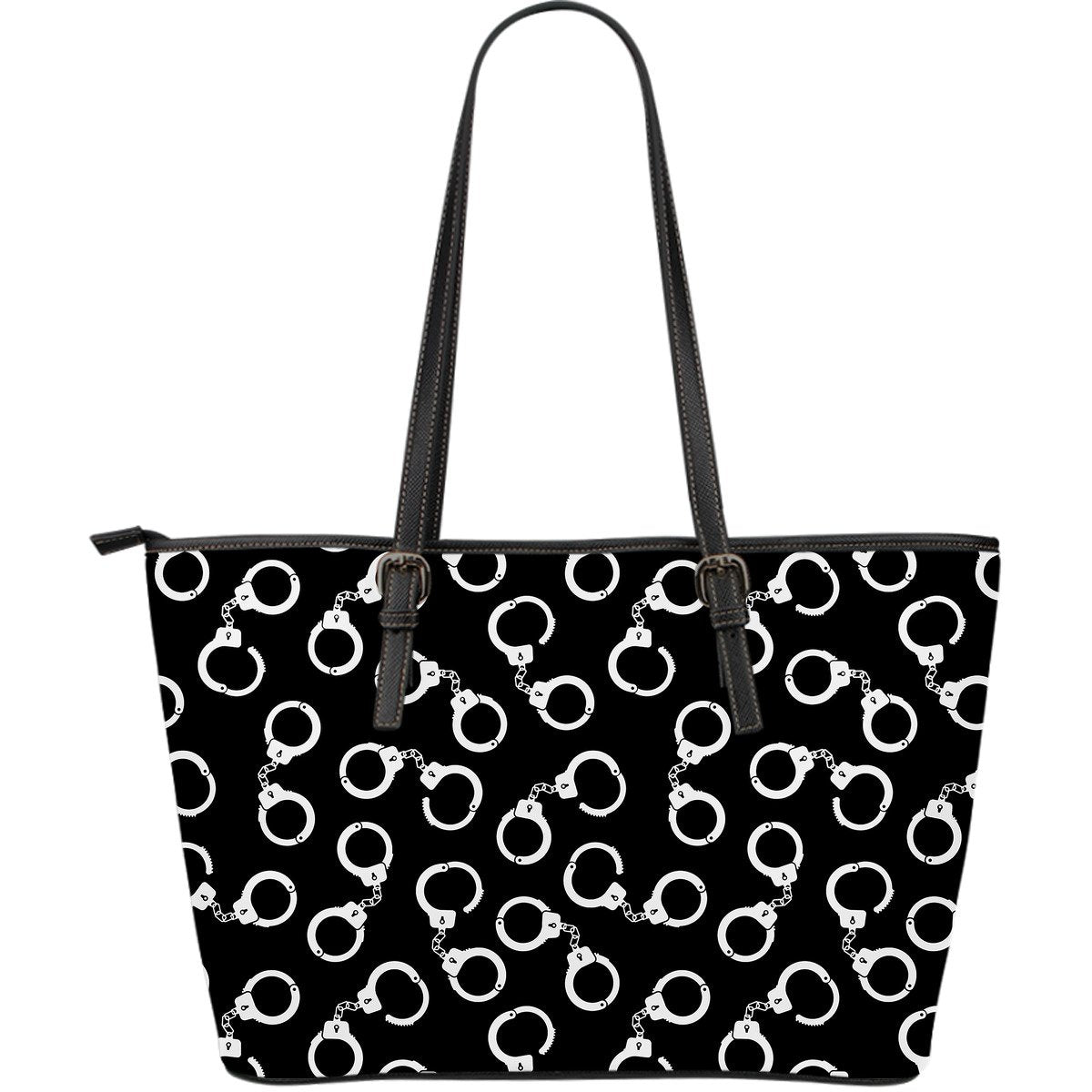 Police Shackle Pattern Print Leather Tote Bag-grizzshop
