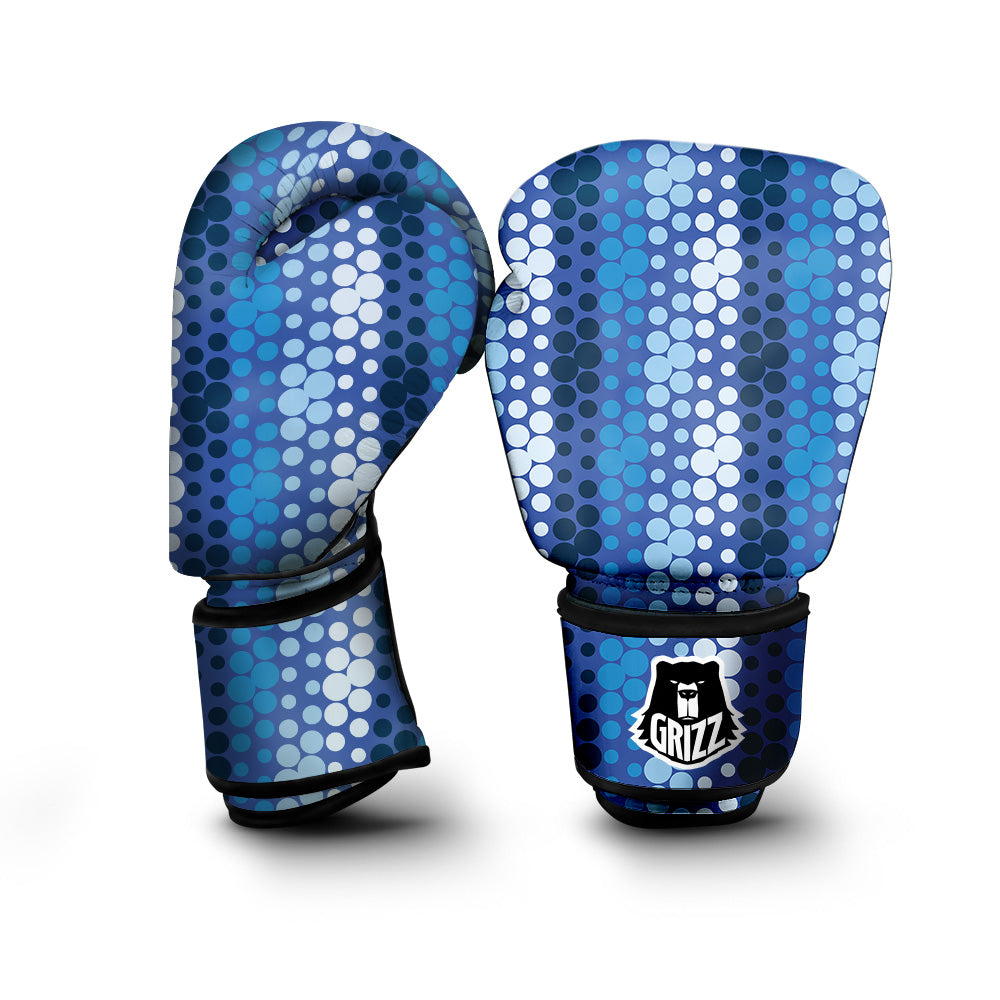 Polka Dot Blue Striped Print Pattern Boxing Gloves-grizzshop