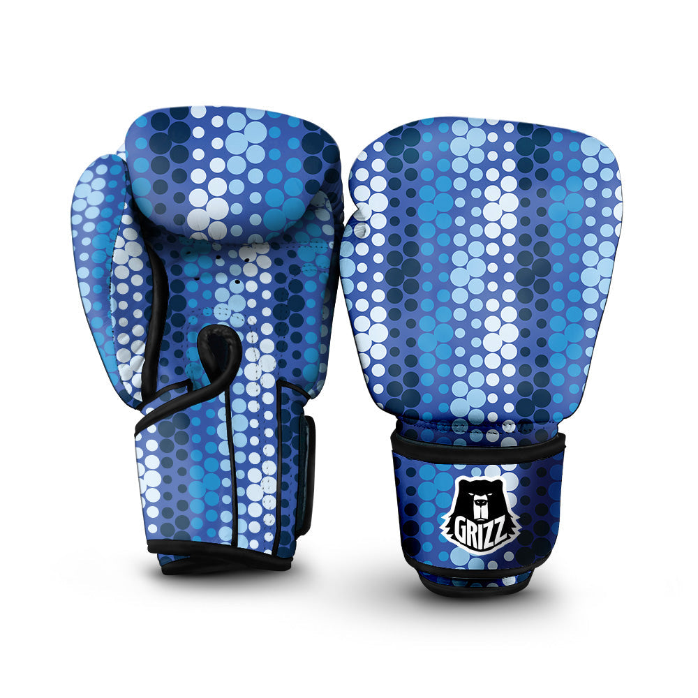 Polka Dot Blue Striped Print Pattern Boxing Gloves-grizzshop