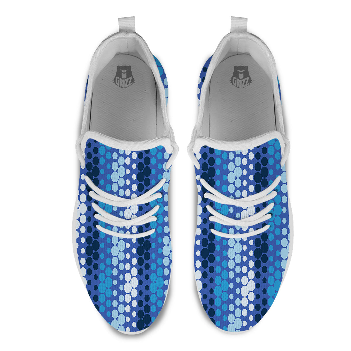 Polka Dot Blue Striped Print Pattern White Athletic Shoes-grizzshop