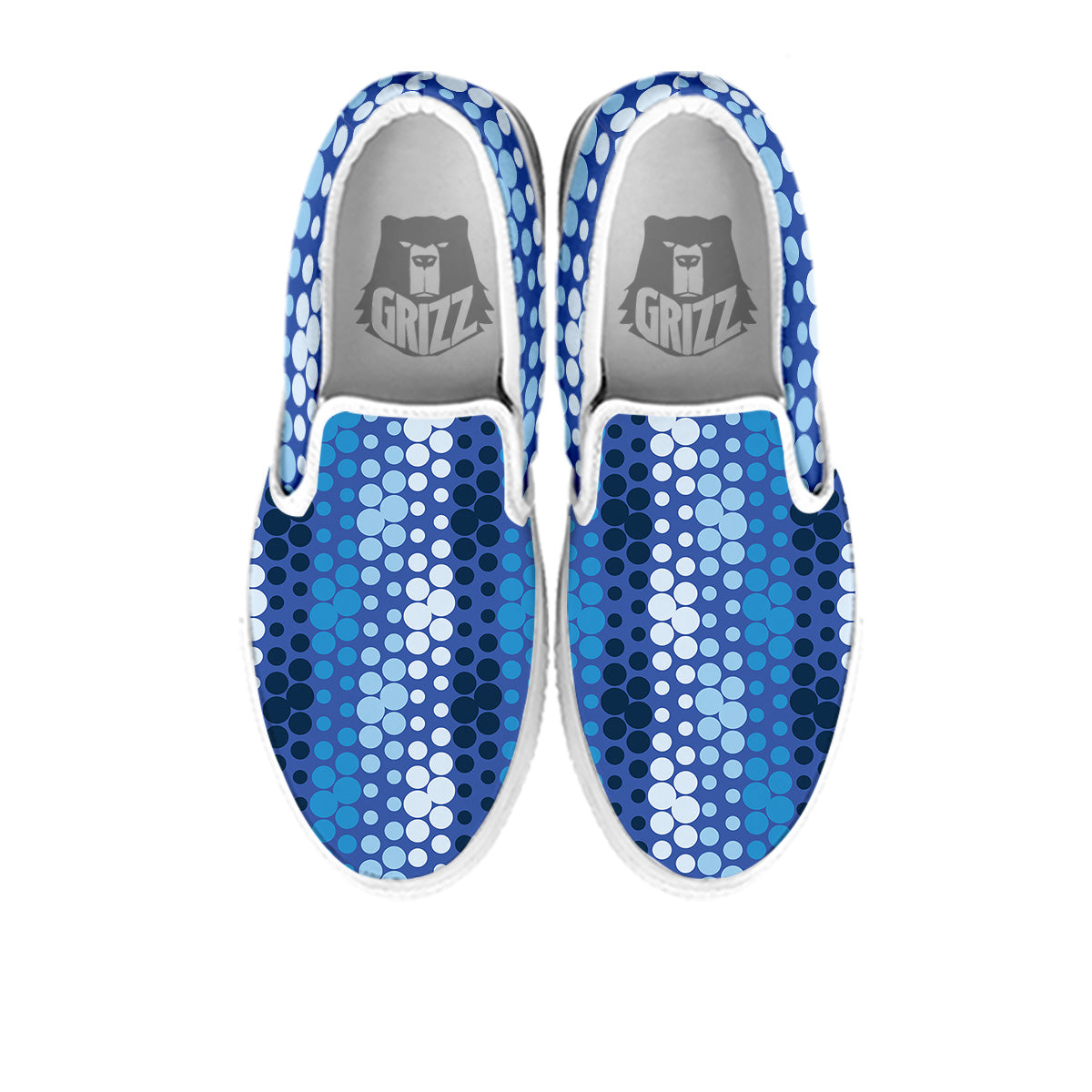 Polka Dot Blue Striped Print Pattern White Slip On Shoes-grizzshop