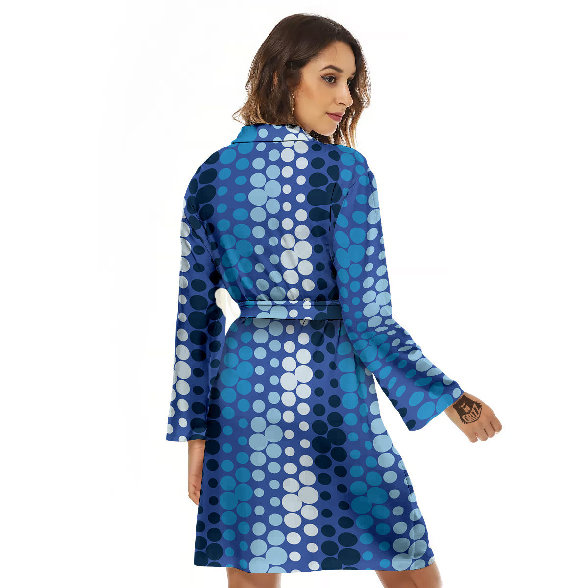 Polka Dot Blue Striped Print Pattern Women's Robe-grizzshop
