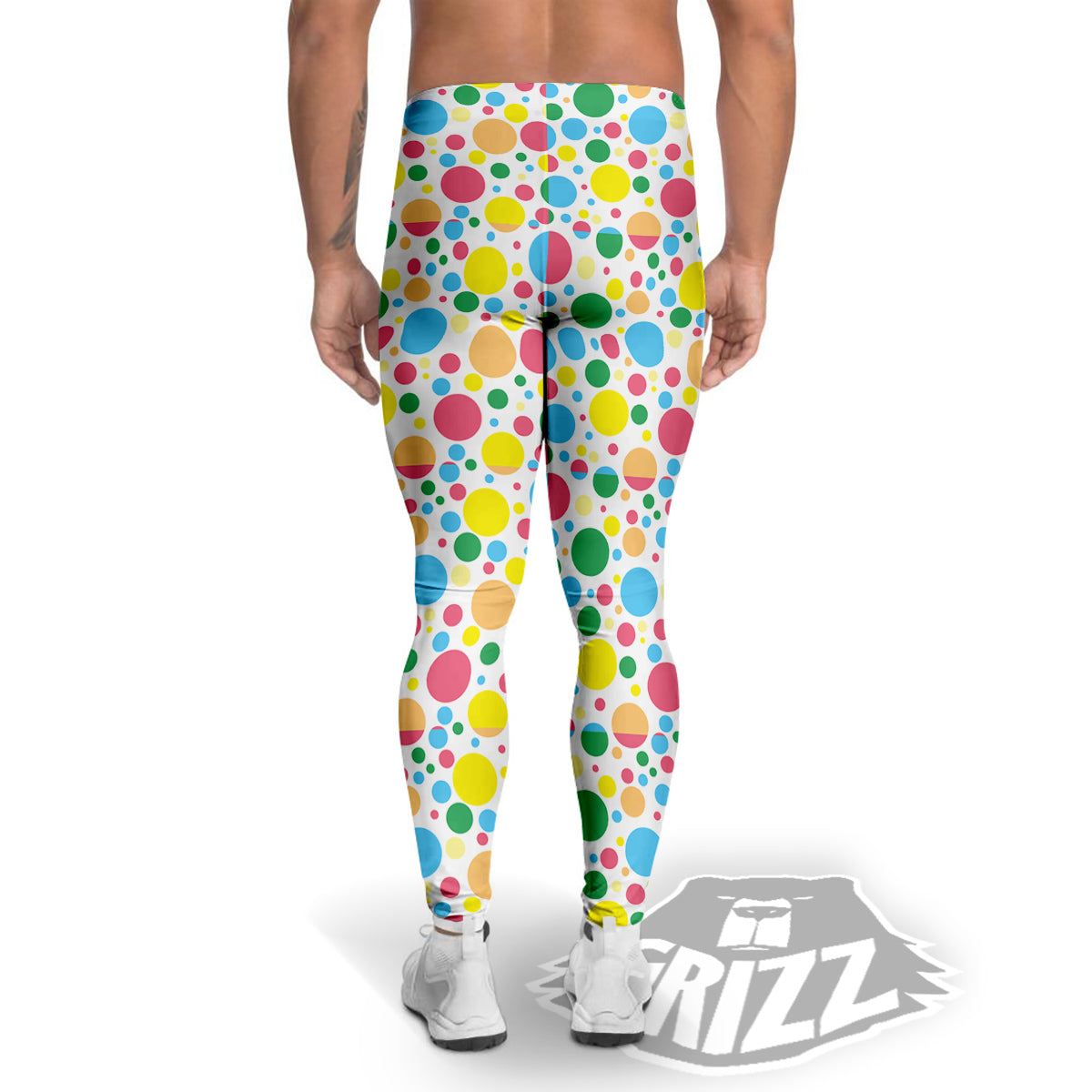 Polka Dot Colorful Print Pattern Men's Leggings-grizzshop