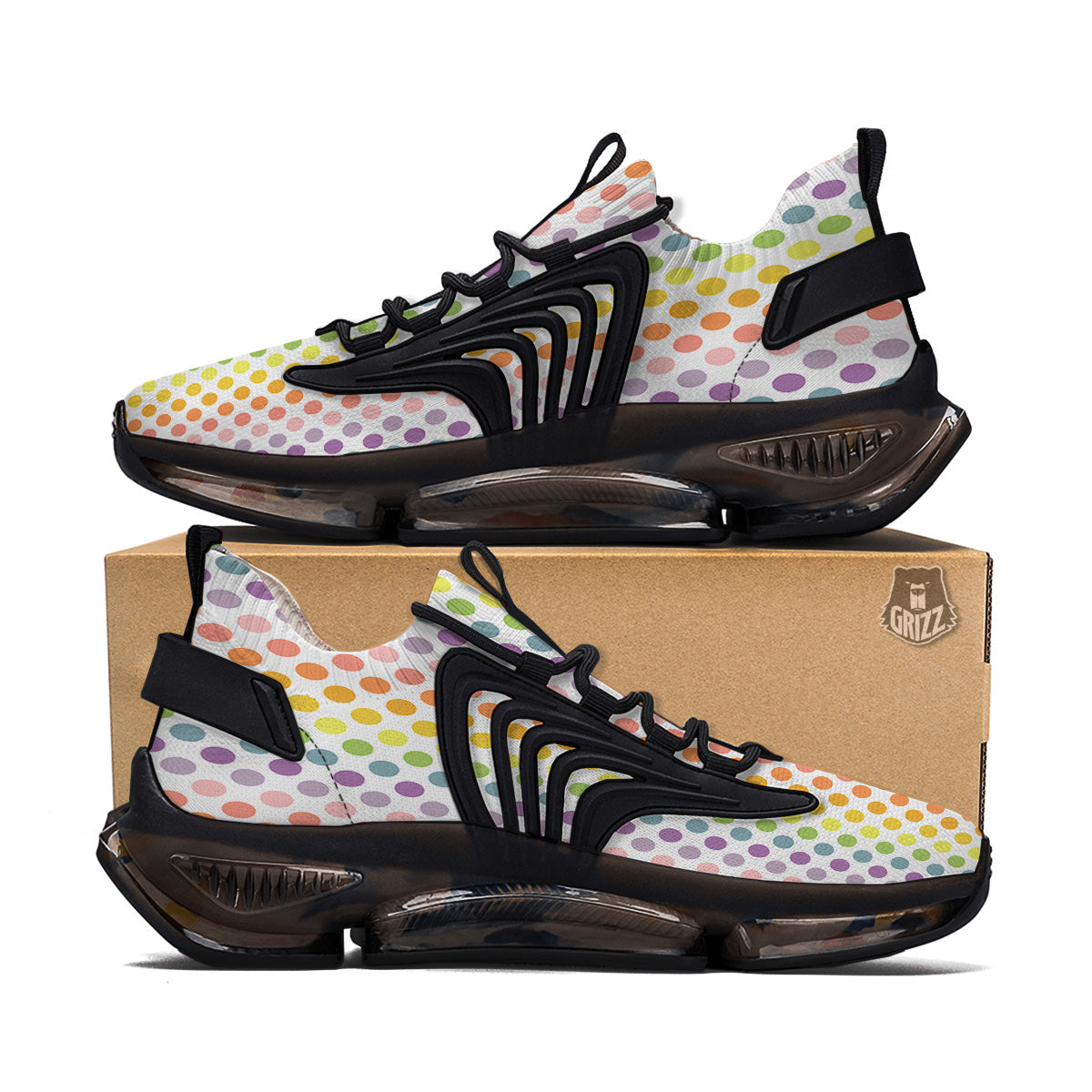 Polka Dot Colors Rainbow Print Pattern Black Gym Shoes-grizzshop