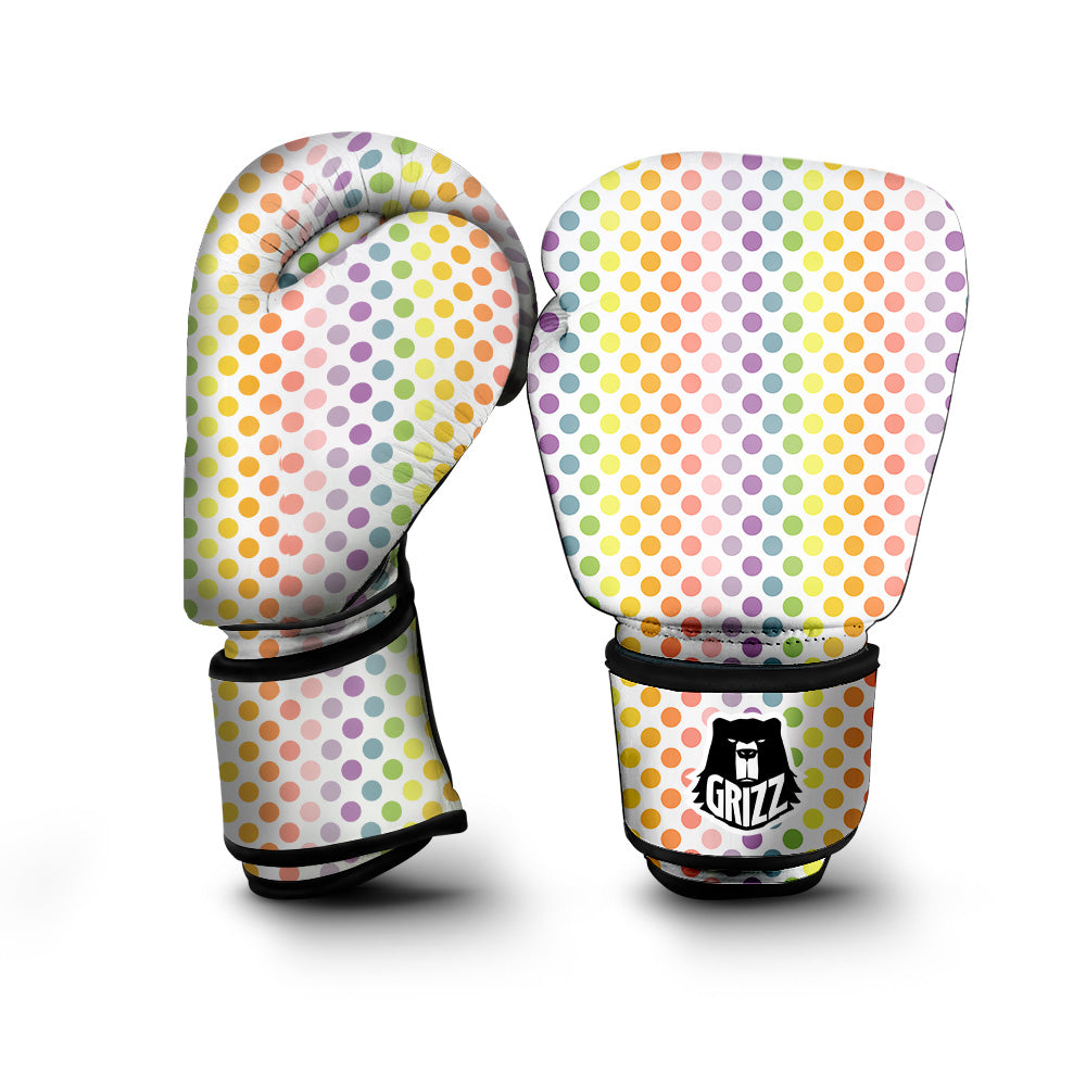 Polka Dot Colors Rainbow Print Pattern Boxing Gloves-grizzshop