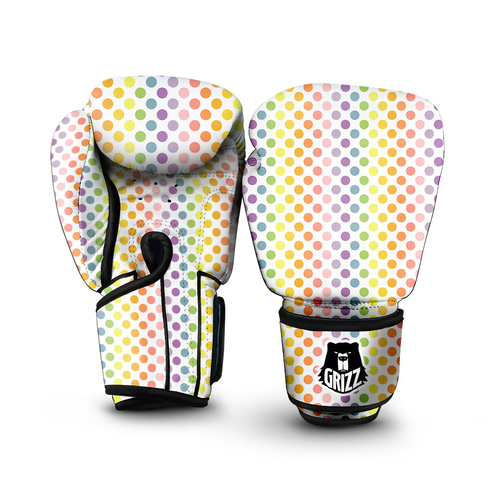 Polka Dot Colors Rainbow Print Pattern Boxing Gloves-grizzshop