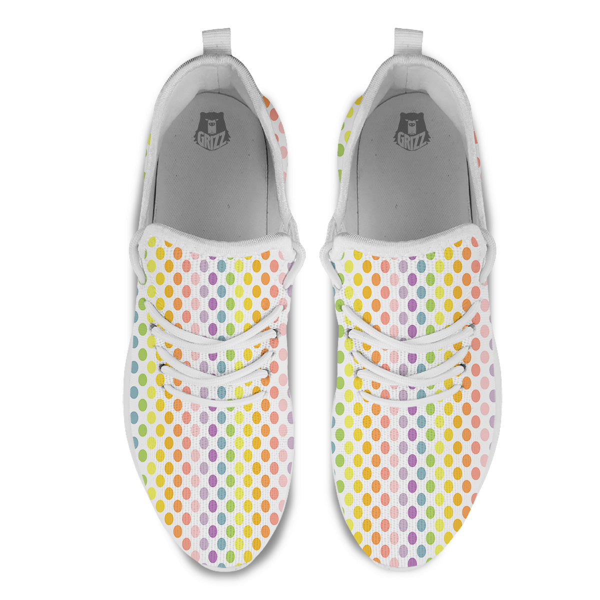 Polka Dot Colors Rainbow Print Pattern White Athletic Shoes-grizzshop