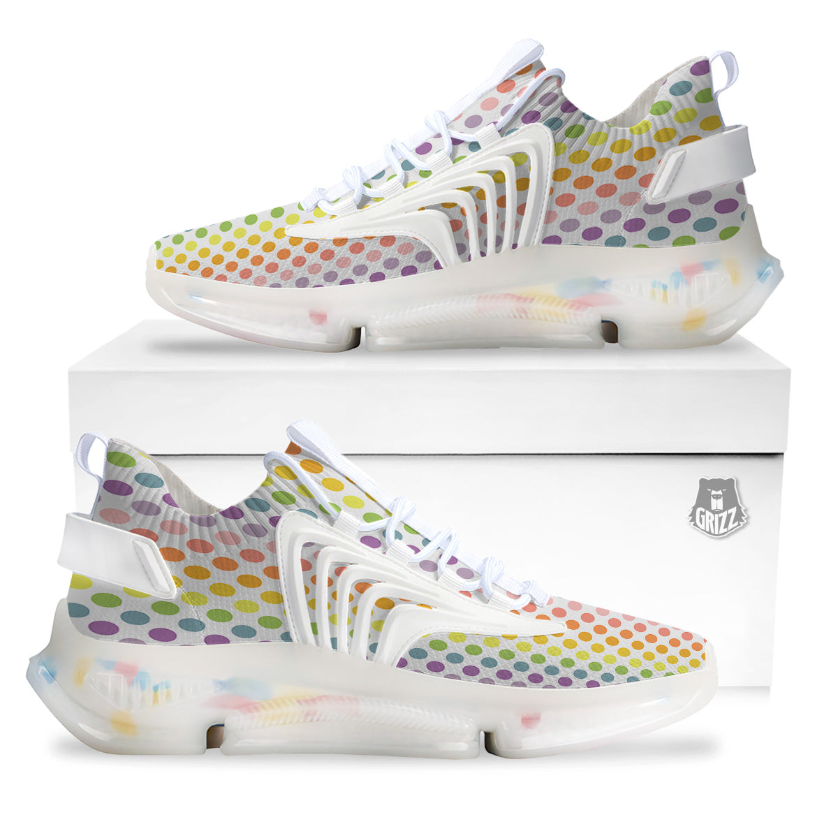 Polka Dot Colors Rainbow Print Pattern White Gym Shoes-grizzshop