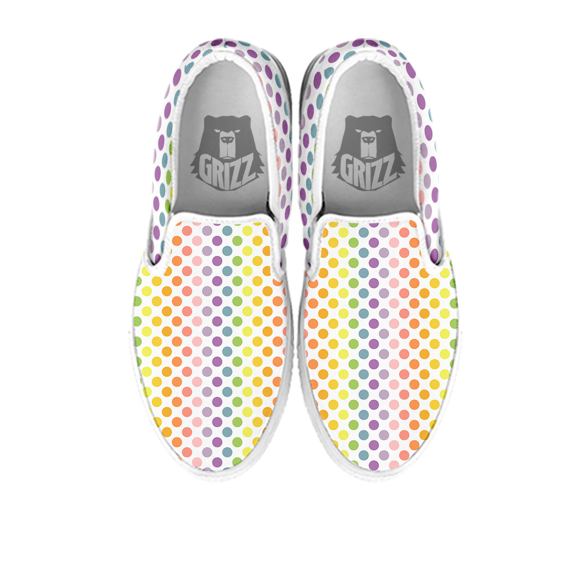 Polka Dot Colors Rainbow Print Pattern White Slip On Shoes-grizzshop