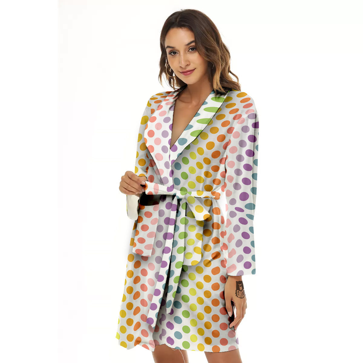 Polka Dot Colors Rainbow Print Pattern Women's Robe-grizzshop