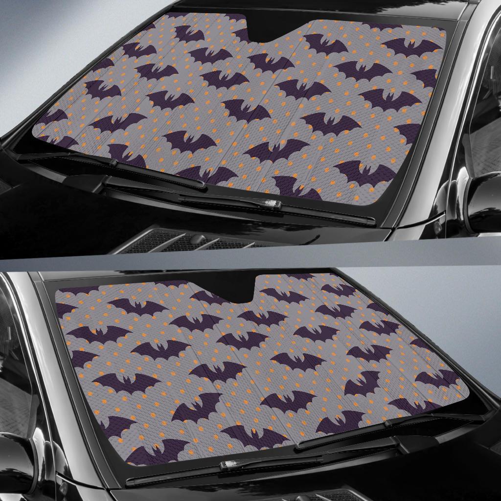 Polka Dot Halloween Bat Pattern Print Car Sun Shade-grizzshop