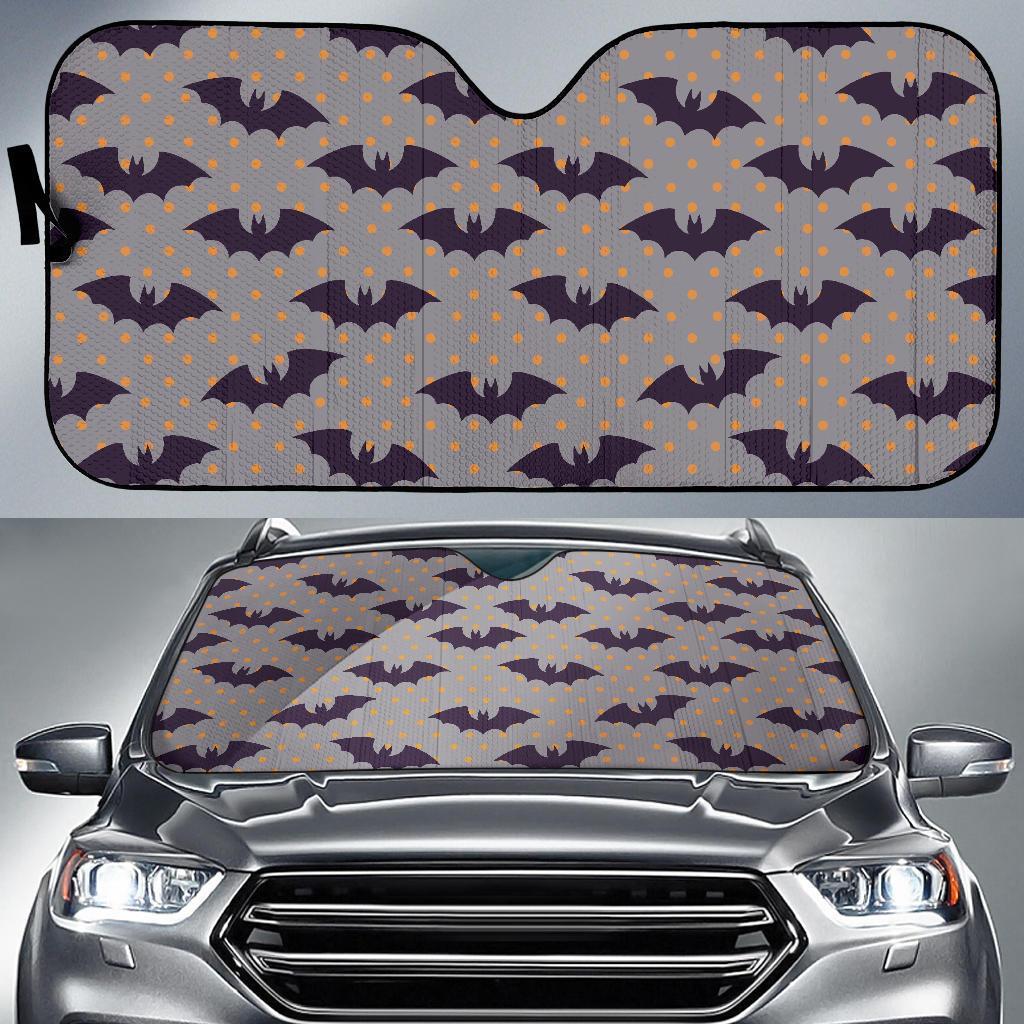 Polka Dot Halloween Bat Pattern Print Car Sun Shade-grizzshop