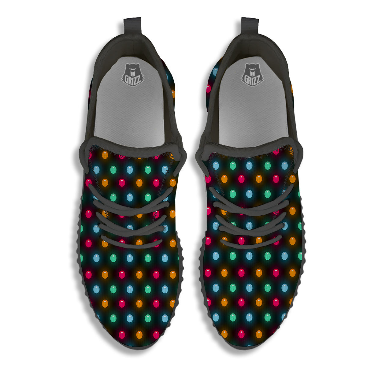Polka Dot Light Print Black Walking Shoes-grizzshop