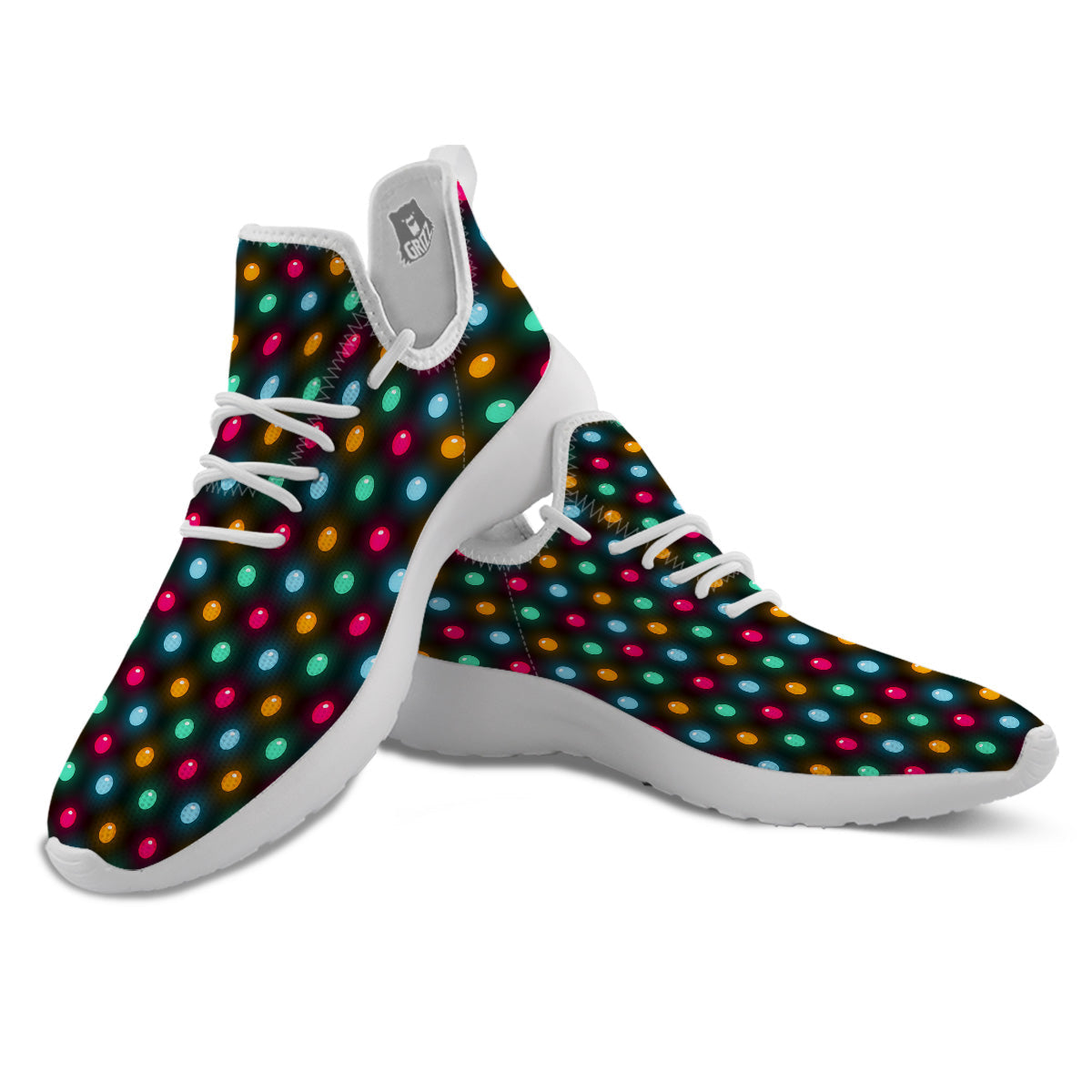 Polka Dot Light Print White Athletic Shoes-grizzshop