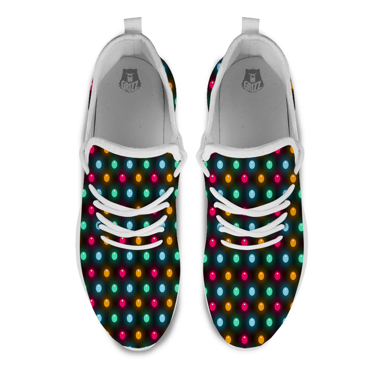 Polka Dot Light Print White Athletic Shoes-grizzshop