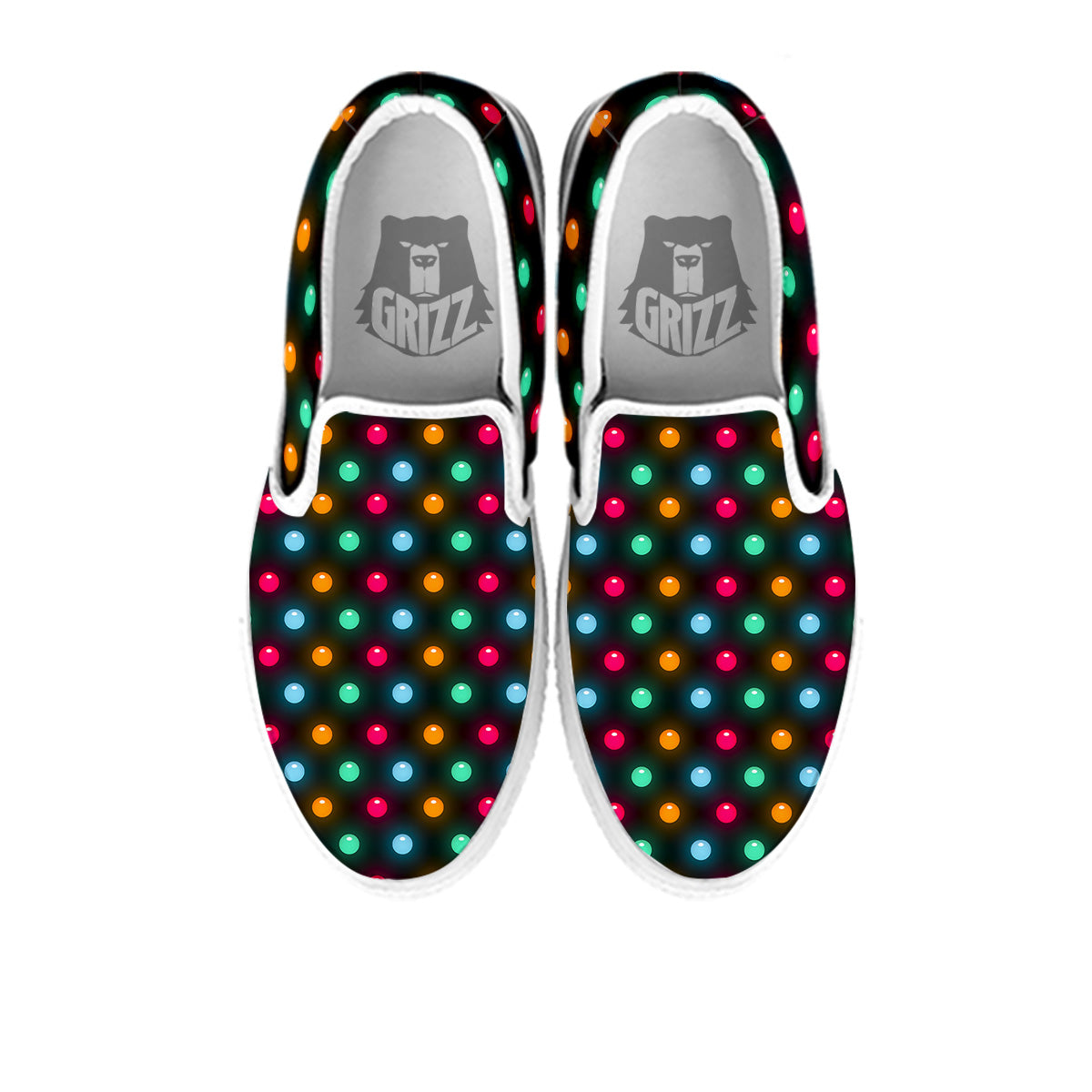 Polka Dot Light Print White Slip On Shoes-grizzshop