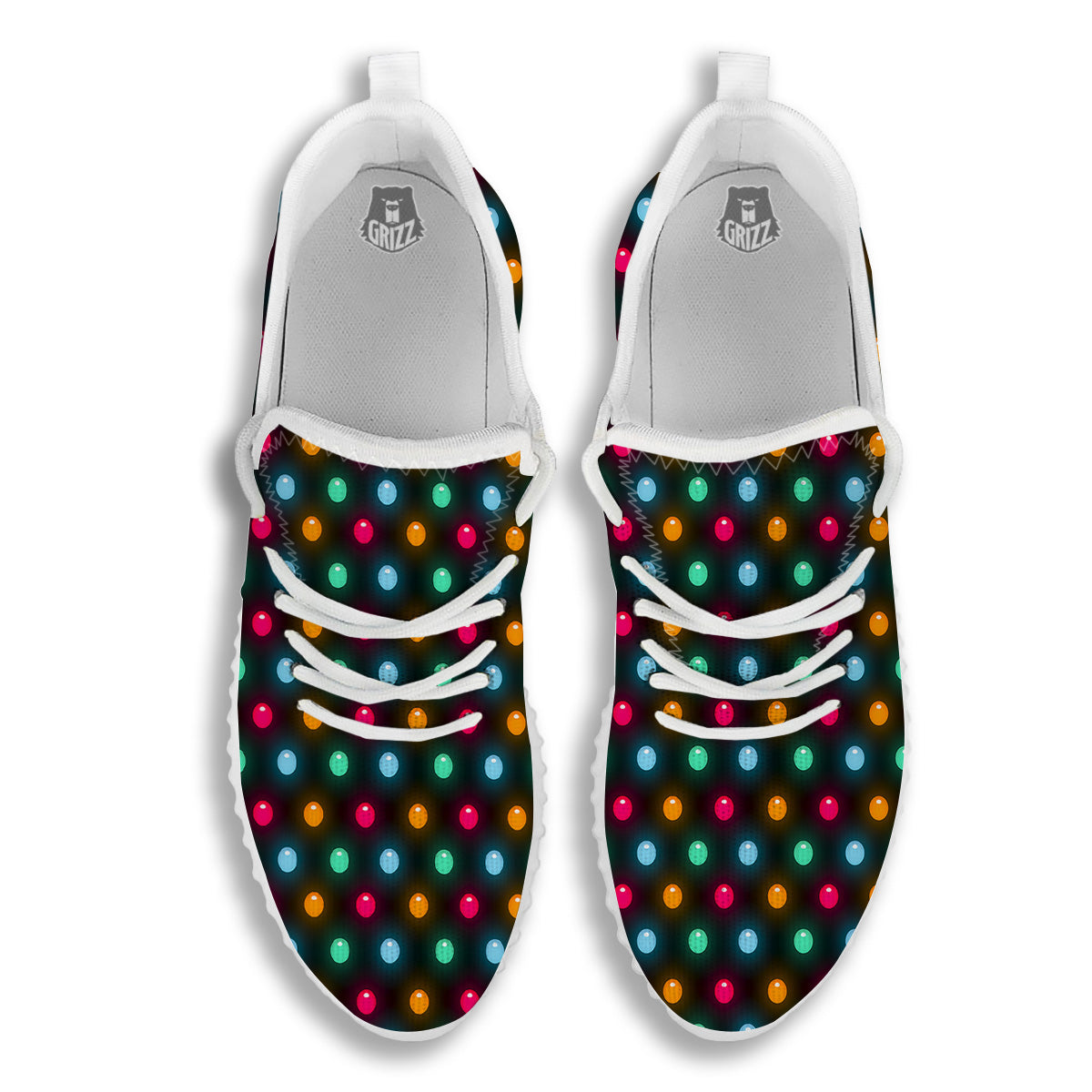 Polka Dot Light Print White Walking Shoes-grizzshop