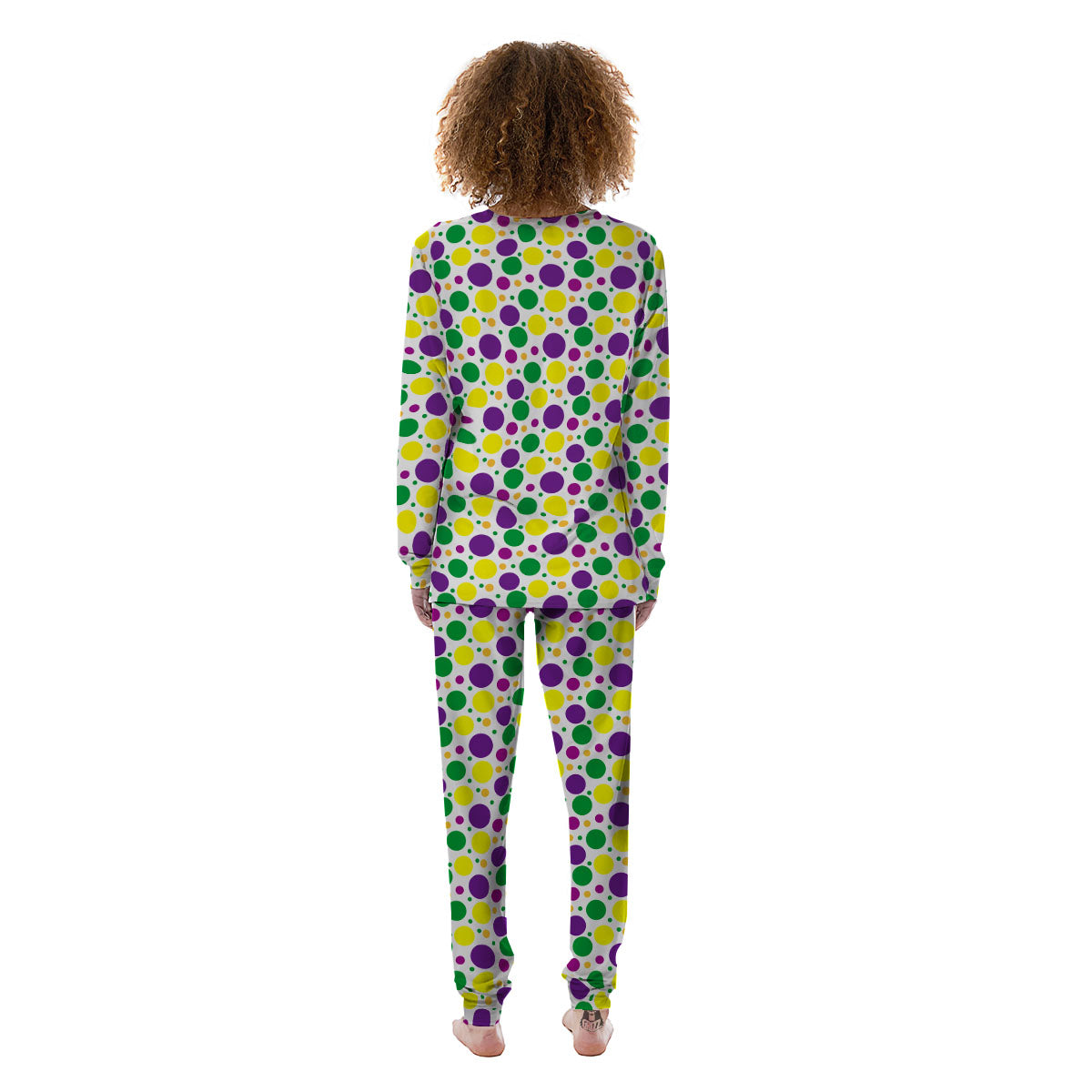 Polka Dot Mardi Gras Print Pattern Women's Pajamas-grizzshop
