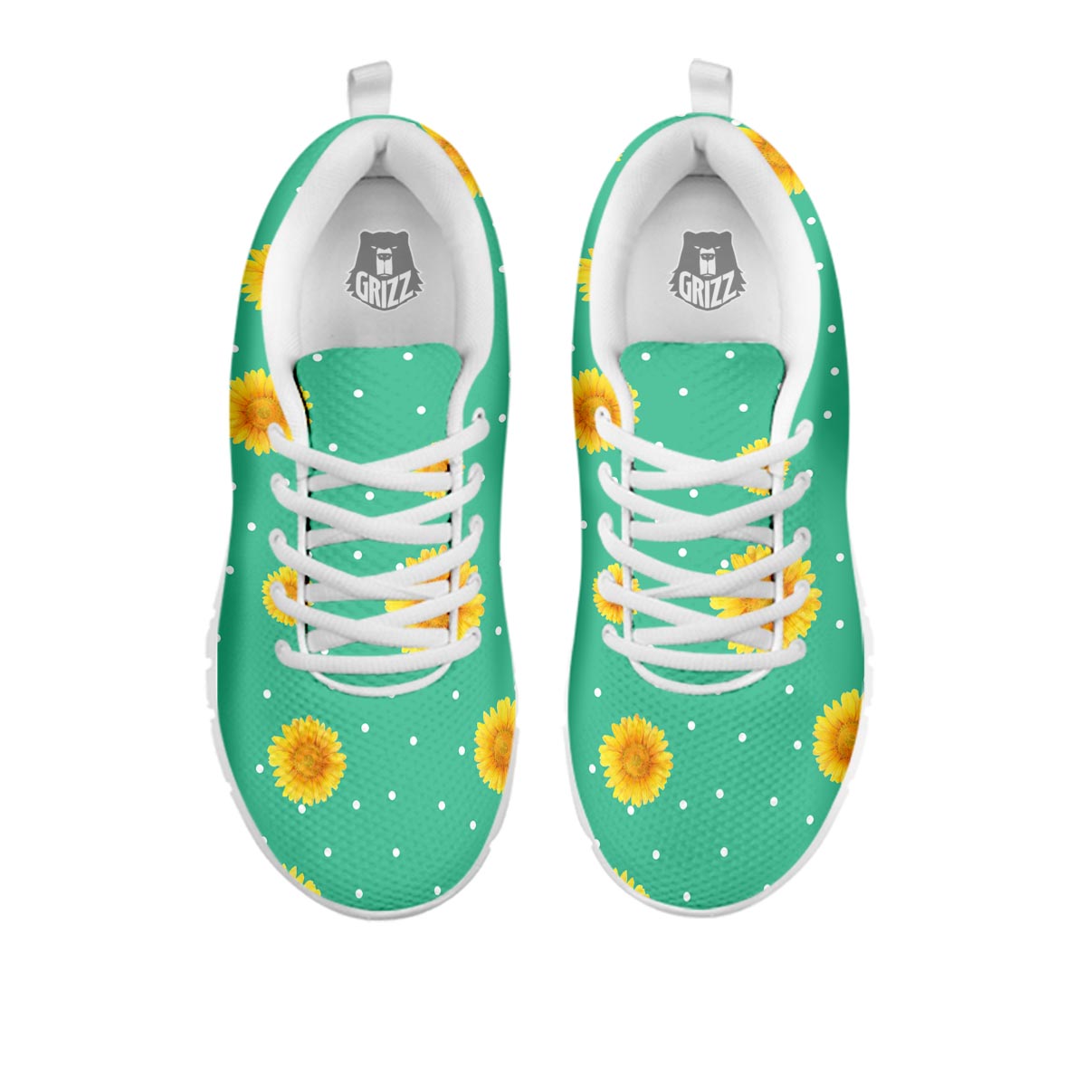 Polka Dot Sunflower Print Pattern White Sneaker-grizzshop