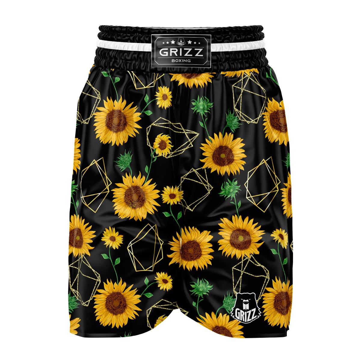 Polygonal Sunflower Print Pattern Boxing Shorts-grizzshop