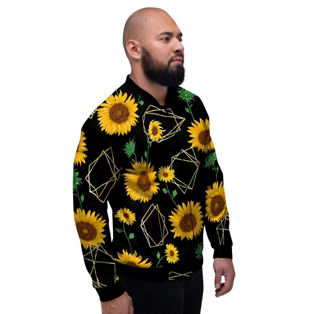 Polygonal Sunflower Print Pattern Men's Bomber Jacket-grizzshop